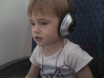 Ryder with headphones